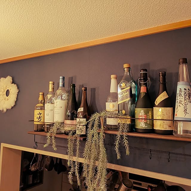 My Shelf,ネイビーブルー,植物のある暮らし,アクセントクロス,グリーンのある暮らし,ニトリウォールシェルフ,ウォールシェルフシチーナ tsuyuの部屋