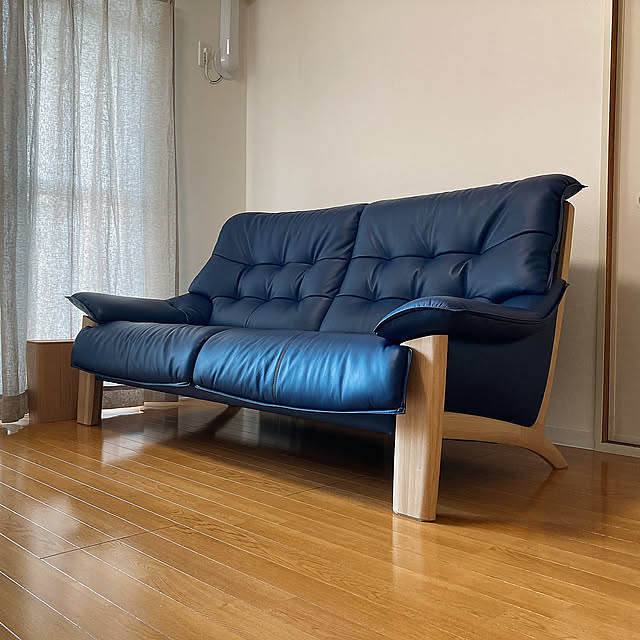 モモナチュラルのカーテン,無印良品,カリモク,ソファ,団地暮らし,Lounge picchanの部屋
