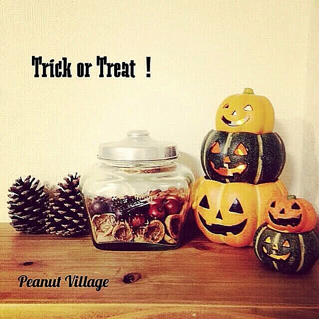 ハロウィンディスプレイ,LEDキャンドル,アレンジ,ダイソー,雑貨,アメブロやってます♪,IG→peanut_village,カフェ風,100均,ハロウィン,ナチュラルパーツ,My Desk PeanutVillageの部屋
