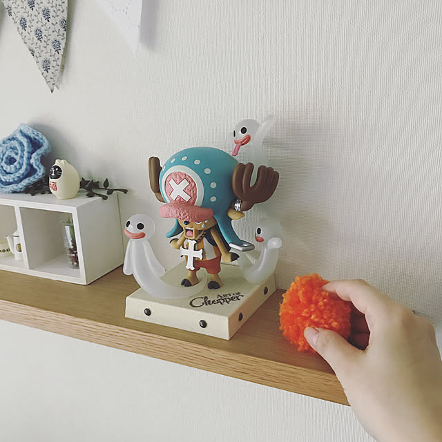 My Shelf,◯◯しただけ,ハンドメイド,水だけで汚れが落ちる,アクリルたわし,アクリル毛糸,セリア,ボンボンメーカー,お掃除グッズ,ハロウィン,ホロホロゴースト,チョッパー,無印良品 壁に付けられる家具,家事,2017.8.27,ボンボン,ポンポン,モップ,ワンピースフィギュア,掃除アイテム hemukoの部屋