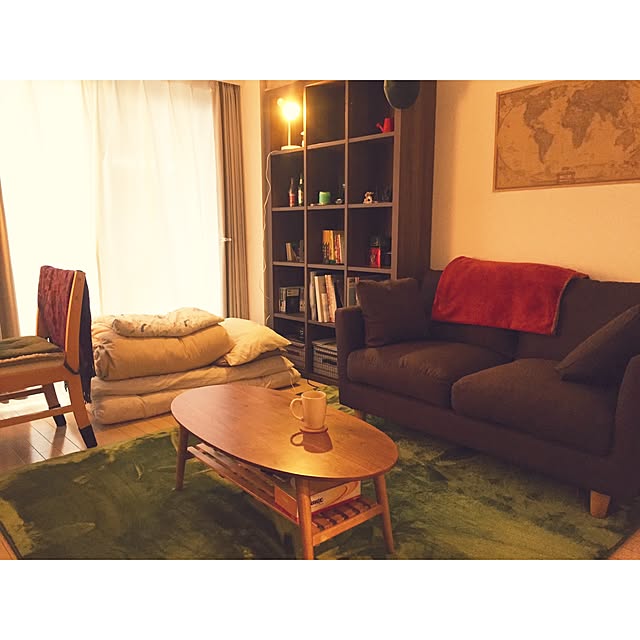 Overview,ウッド,アースカラー,一人暮らし,ニトリ,カフェ風,ソファ iihonの部屋