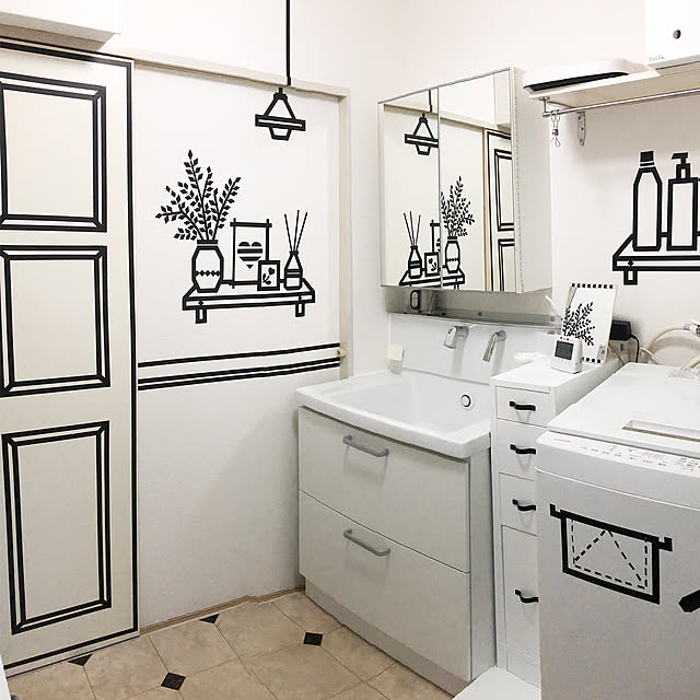 Bathroom,洗面台リフォーム,サクア（2段引出し）,サクア,2Ｄの部屋,マステアート,マステでイメチェン,洗面台周り,TOTO KirinPandaの部屋