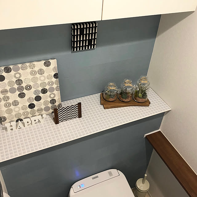 Bathroom,タンクレス DIY,タンクレス風トイレ,マステ,リメイクシート,セリア,100均,DIY,10000人の暮らし,トイレ ディスプレイ,ブルーグレー hanahaの部屋