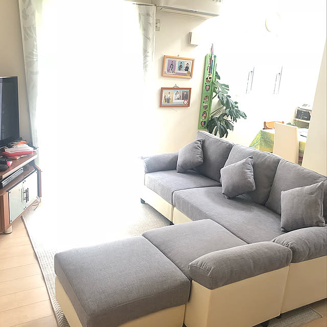 グレー×白,NEWソファ,好きな色♡,Overview rerireの部屋