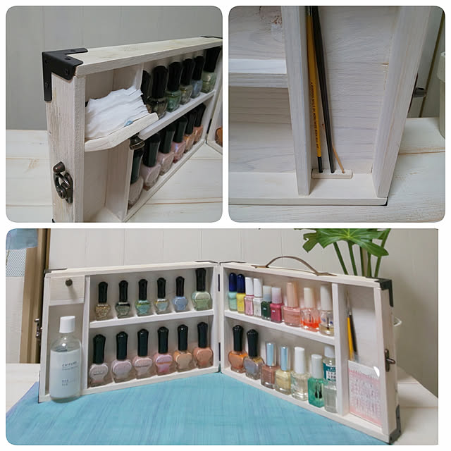 My Desk,DIY,一人暮らし,1K,賃貸,賃貸アパート,賃貸でも楽しく♪,端材,端材消費,マニキュア,マニキュア収納,ネイル収納,トランク風,トランク風小物入れ,トランク Ryoの部屋