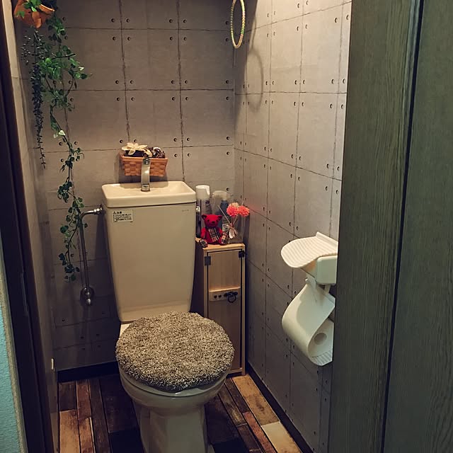 Bathroom,フェイクグリーン,一人暮らし,ひとり暮らし 1K,1K,セリアリメイクシート,セリア,トイレ nekokaの部屋