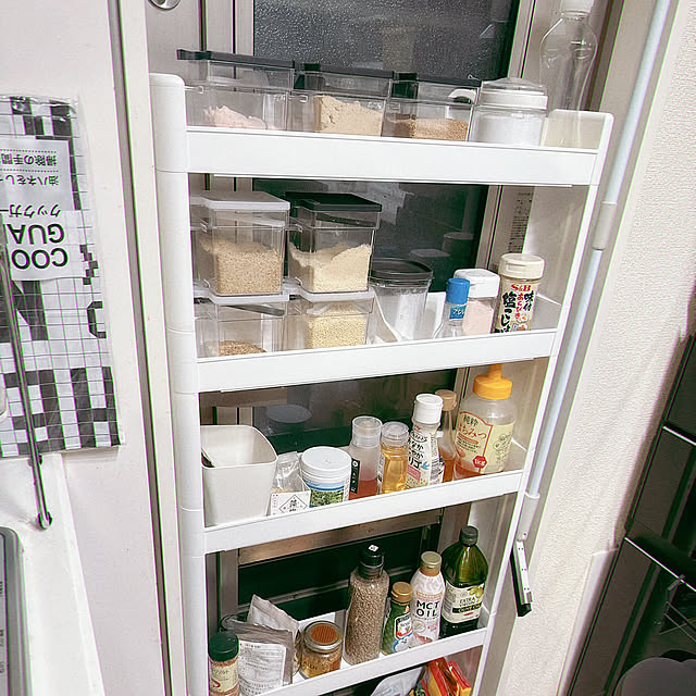 勝手口ドア,勝手口付近,勝手口のドア,勝手口,収納,ダイソー,モノトーン,Kitchen Arisaの部屋