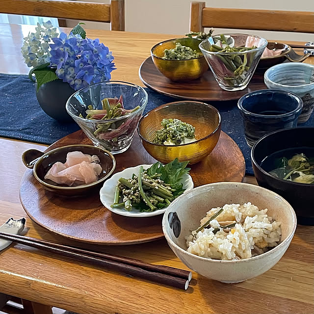 My Desk,ワラビ料理,ワラビのナムル,ワラビおこわ,ワラビ味噌,夜ごはん,昼ごはん,アクぬきされたワラビをいただく,ご近所さんに感謝,nobiko飯,好きな時間,イベント参加,複数枚投稿,無印良品アカシアプレート nobikoの部屋