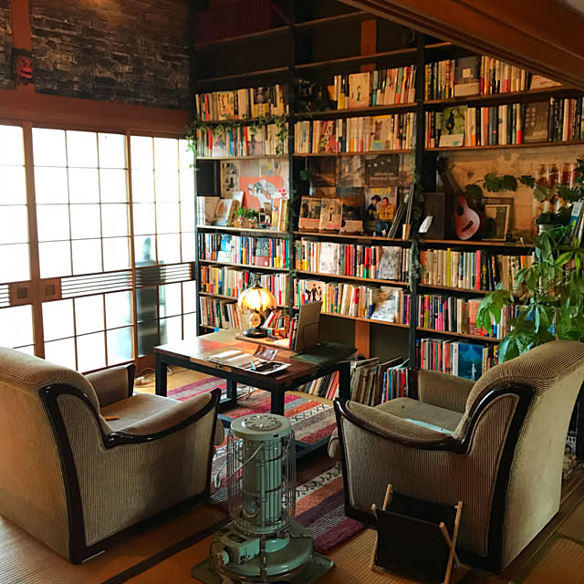 Overview,和室,DIY,本棚,カフェ風,レトロ,観葉植物 nushi-kanの部屋