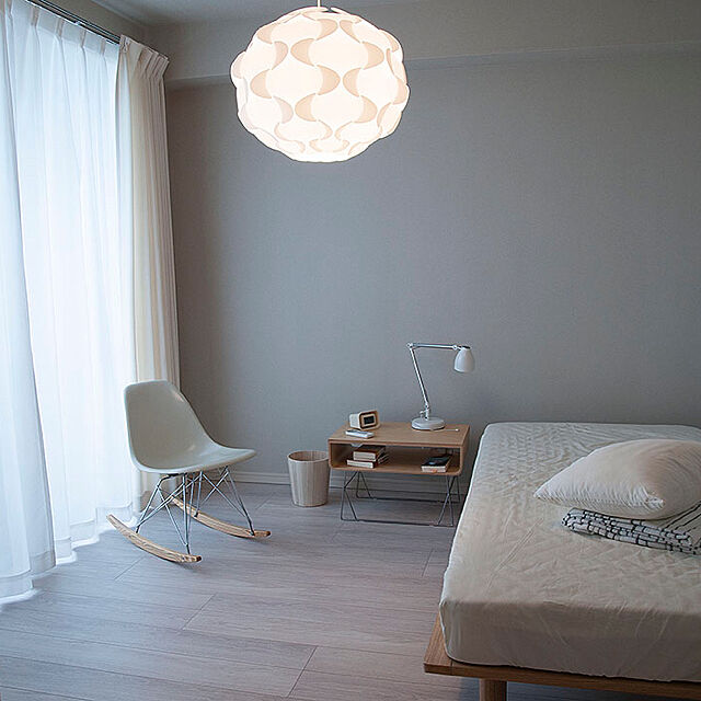 Bedroom,北欧,一人暮らし,無印良品,モノトーン,照明,IKEA giyamaの部屋