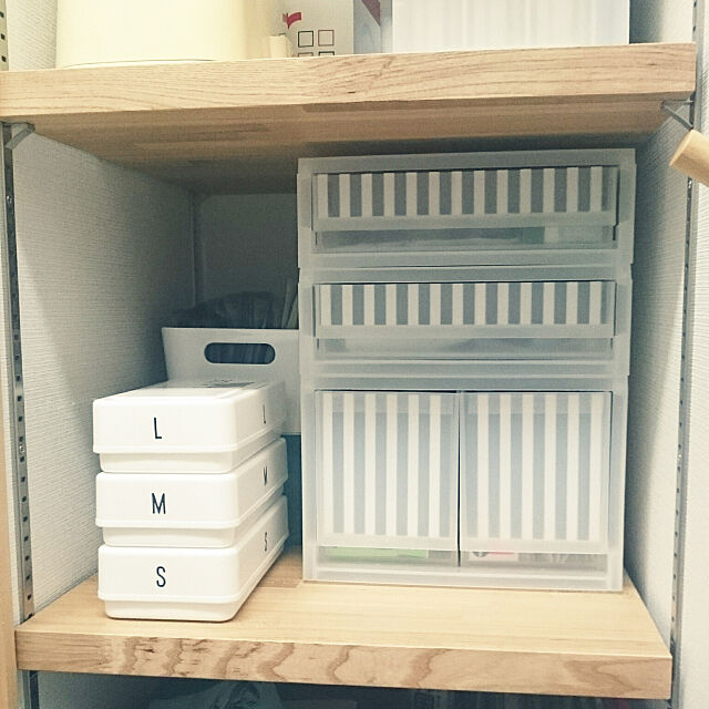 My Shelf,無印良品,モノトーンデザインペーパー,粘土ケース,くすり箱,くすりの収納,IKEA,ポリプロピレンケース,マスク収納,ウォークスルークローゼット,Can☆Do wakaba223の部屋