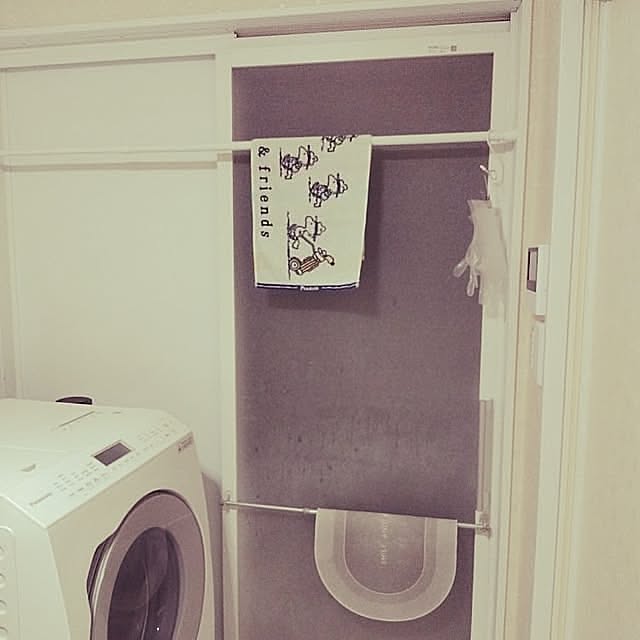 Bathroom,つっぱり棒,モニター応募投稿,洗濯物干しスペース,DIY,100均,10分でできる,乾燥対策 tmaaの部屋