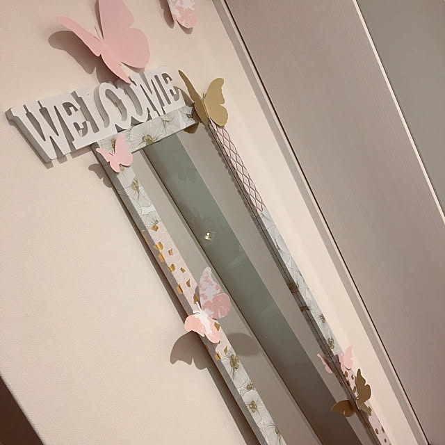 Entrance,蝶々,鏡,IKEA,ハンドメイド,リメイク Better_Daysの部屋