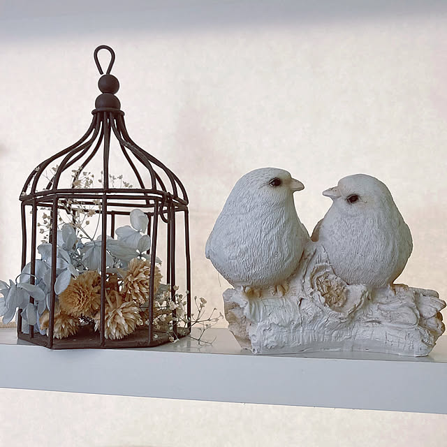 My Shelf,鳥かごプリザーブドフラワー,洗面脱衣所のディスプレイ棚,小鳥のオブジェ,スリーピー,オブジェ,昭和の家,築40年,ディスプレイ mommyの部屋