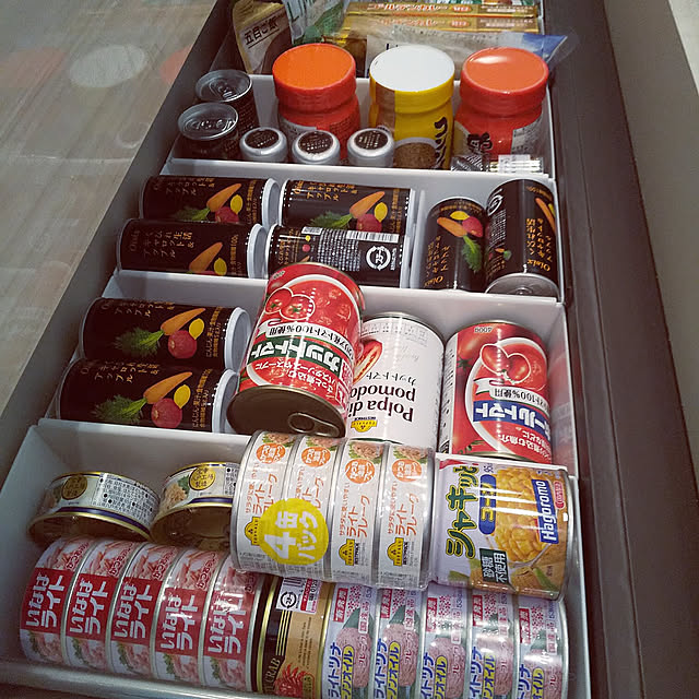 Kitchen,カインズホーム,引き出し収納,カインズ,引き出し仕切り,引き出しにピッタリ,食品ストック収納,缶類,食品ストック sawa.rararaの部屋
