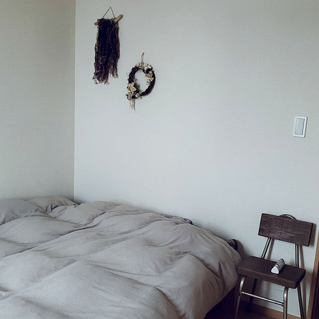 Bedroom,RC山口♡,いいね、フォロー本当に感謝デス☺︎,インスタ☺nana_arietta,ベッドDIY,しまむらの布団カバー,シンプル,この部屋だけ,DIY,いすリメイク Nana40Nの部屋