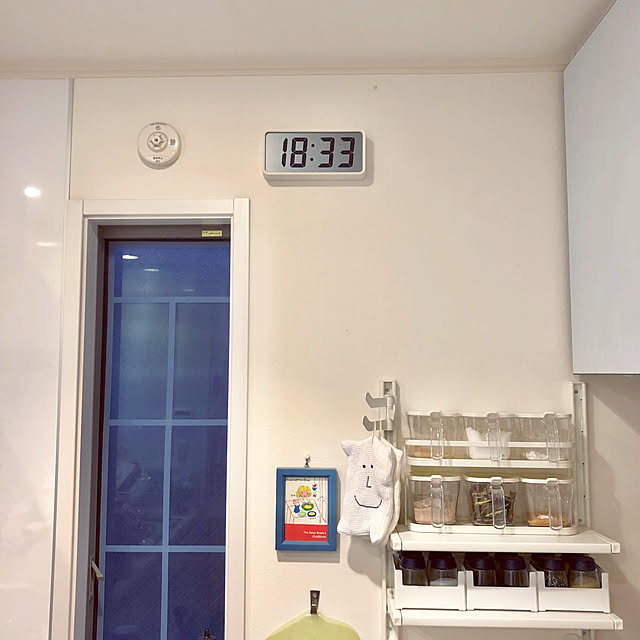 Kitchen,やっと取り付け完了♪,無印良品のデジタル時計,無印良品,Muji,MUJIの壁掛け時計,大きいデジタル時計,デジタル時計,時計,2018,横浜 ,8月,神奈川県,嬉しい suzyの部屋