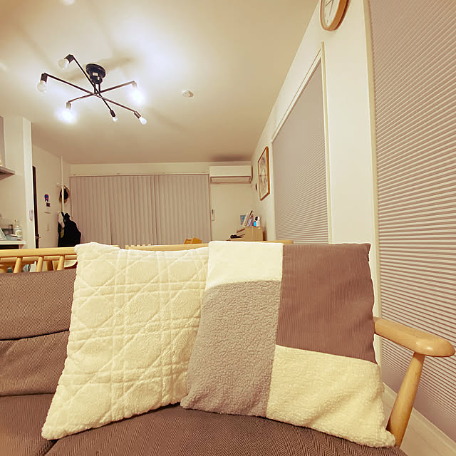 Lounge,冬支度,スリーコインズのクッションカバー,スリーコインズ雑貨 Haruの部屋
