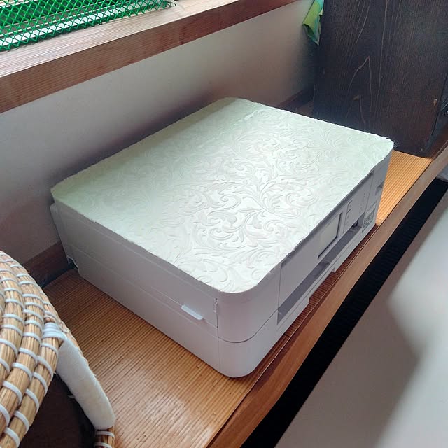 My Shelf,リメイクシート,木の家,無垢材,国産木材,猫にいたずらされる,出窓にプリンター,seriaリメイクシート makaronの部屋