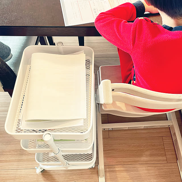 塾のプリント収納,プリント収納,宿題スペース,ニトリのワゴン,ニトリ,北欧,整理収納アドバイザー,ホワイトインテリア,シンプルインテリア,北欧インテリア,Overview nanakoの部屋