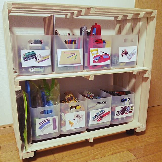 My Shelf,無印良品,セリア,おもちゃ収納,初めてのDIY,センスが欲しい！,すのこで棚作りました,片付けが苦手…,おかたづけ育始めました♡,IKEA mamemaruの部屋