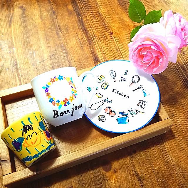My Desk,途中経過,カフェ風を目指して♪,描くDIY,フォロー＆いいね！ありがとうございます☆,カインズ,ナチュラルも男前も好き,中古住宅リフォームなし,コメントお気遣いなく♡,らくやきマーカー×陶器セット Hiromi.の部屋