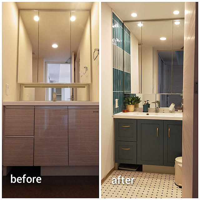 Bathroom,洗面所,DIY,マンション,海外インテリア,タイルDIY,クッションフロア nonono1126の部屋