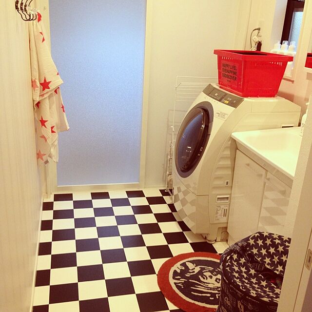Bathroom,洗面所,カラフル,白黒,星,ブラック,アメリカン,mon・o・tone,ヒステリックグラマー,George’s mimi.ramiの部屋