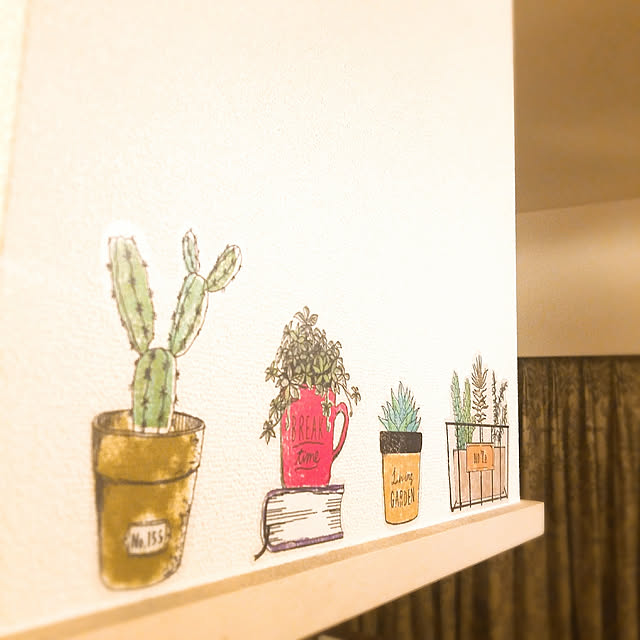 Kitchen,watts,ウォールステッカー,watts(100均),サボテン,吊り戸棚,100均 aの部屋