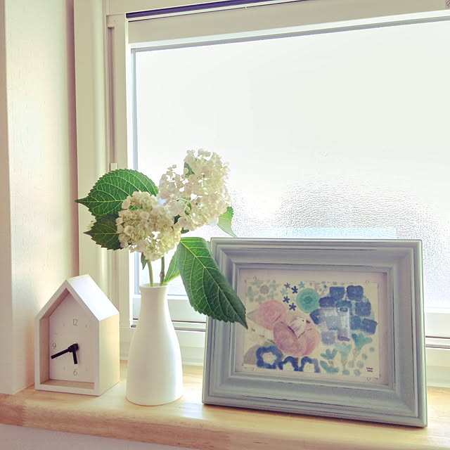Bathroom,トイレ,ニトリ,紫陽花,ハモニコ絵本,花のある暮らし,癒し,アクタス,ナチュラル,置き時計 Ally.の部屋