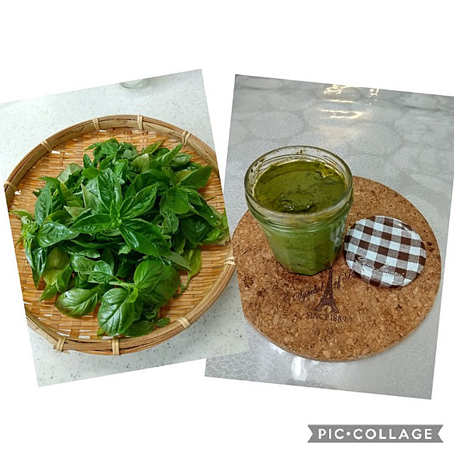 Kitchen,RCの皆さまに感謝♡,お付き合い感謝します❤︎,見てくださりありがとうございます♡,バジル収穫,バジルソース,ボンヌママンの空瓶,手作り,オリーブ油、にんにく、塩 Rの部屋