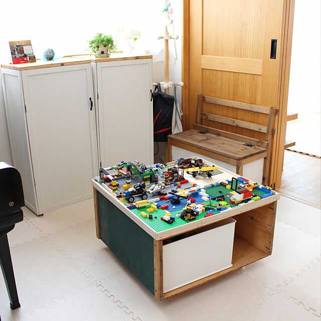 Bedroom,LEGO 収納,LEGO収納,LEGO机ＤＩＹ,DIY,りんごの木箱,りんご箱リメイク,子供部屋&キッズスペース,ニトリ,ナチュラルインテリア,ナチュラルフレンチ,アナベル,花のある暮らし,ナチュラルカントリー sakusoraの部屋