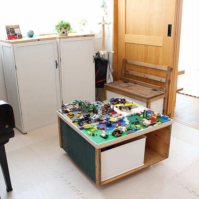 Bedroom,LEGO 収納,LEGO収納,LEGO机ＤＩＹ,DIY,りんごの木箱,りんご箱リメイク,子供部屋&キッズスペース,ニトリ,ナチュラルインテリア,ナチュラルフレンチ,アナベル,花のある暮らし,ナチュラルカントリー sakusoraの部屋