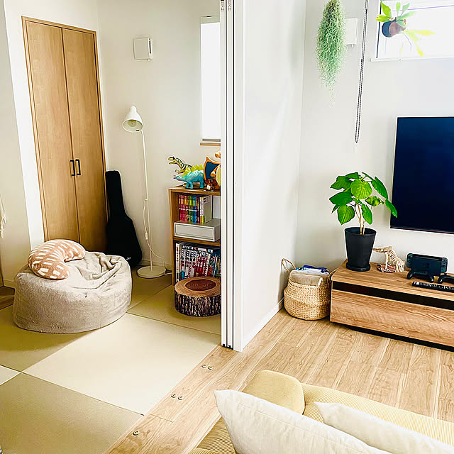 Lounge,ナチュラルカラー,観葉植物,北欧インテリア,グレーの壁,シンプルインテリア,グリーンのある暮らし,子どもと暮らす,子どものいる暮らし,和室,読書スペース kurinokiの部屋