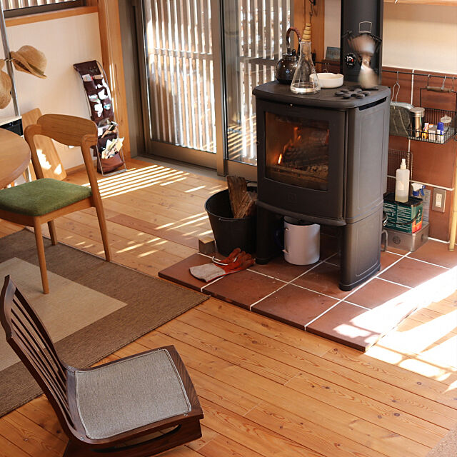Lounge,薪ストーブ,木の家 makinenの部屋