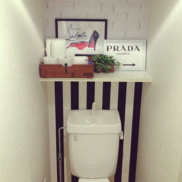 Bathroom,レンガ壁紙,ストライプの壁,壁紙DIY,一人暮らし Miiiの部屋