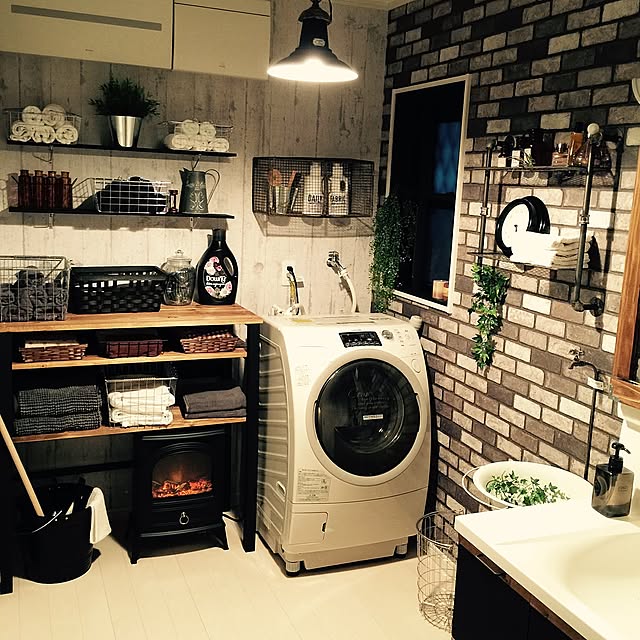 Bathroom,ブログ更新しました♡,インダストリアル,男前,ワイヤーシェルフ,ウォールラックDIY,カフェ風,サニタリー改造,いなざうるす屋さん,オープンラックDIY,パイプウォールラック❤︎ yupinokoの部屋