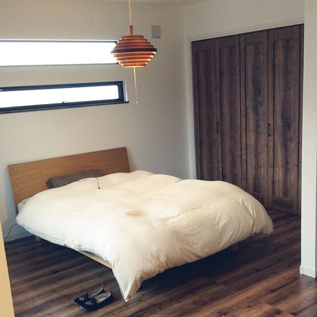 Bedroom,クローゼット,無印良品,ベッド,シンプル,照明 no.514の部屋