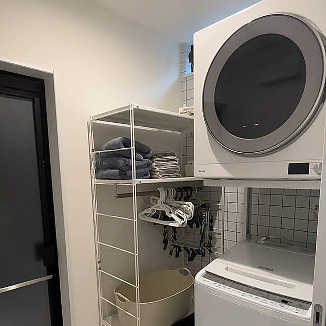 Bathroom,洗面所,脱衣所,家事室,ランドリールーム,造作洗面台,リンナイ,衣類乾燥機,ガス乾燥機,乾太くん,夏の暮らし準備2023 tashi.house2020の部屋