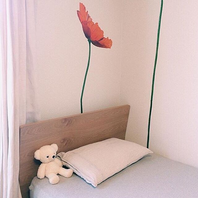 Bedroom,ぬいぐるみ,IKEA,一人暮らし,北欧,無印良品,ウォールステッカー yumiの部屋