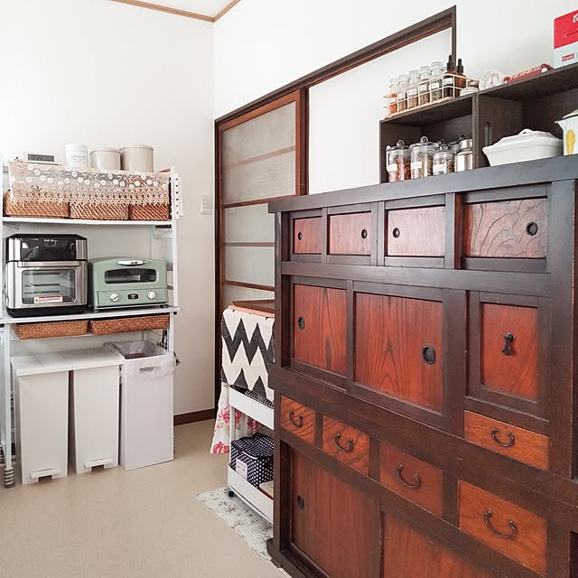 Kitchen,レトロ,古民家暮らし,おうち時間,美しいものが好き,ささやかな幸せ,人生は一生学び,一人暮らし,丁寧な暮らし,一人暮らしを楽しむ,継続は力なり,整理整頓はクリエイティブの基本♡,水屋箪笥 faunの部屋