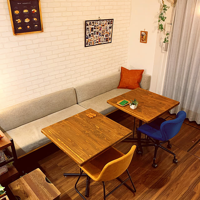 おうちカフェ,全体図,カフェテーブル,vino,ダイニングソファ,模様替え中,kelt,funeat,アクセントクロス,unico,Overview yunomiの部屋
