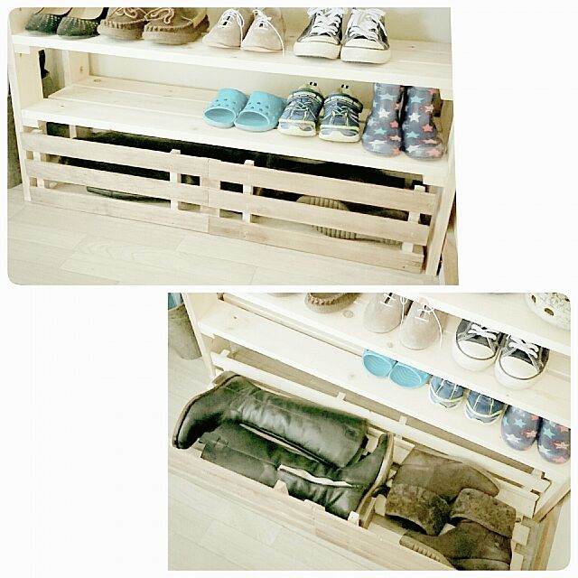 My Shelf,団地,DIY,だってそれが…,靴箱 DIY,ブーツ収納DIY,秋冬の靴にチェンジ,ナチュラル,スノコでDIY miporin0711の部屋