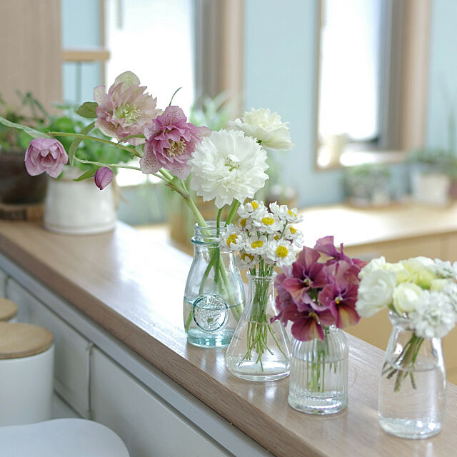 My Shelf,花のある暮らし,庭の花,切り花,キッチンカウンター Shooowkoの部屋
