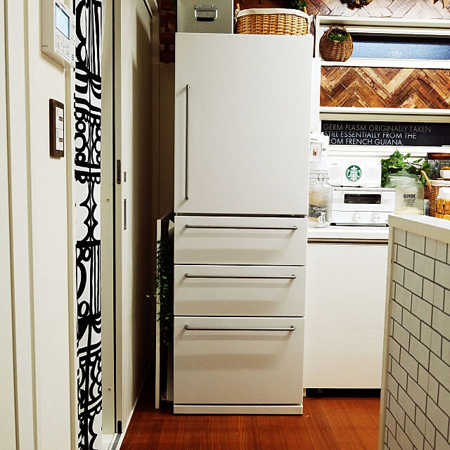 Kitchen,白×茶色が好き,無印良品,白が好き❤,無印良品の冷蔵庫,IKEA hina-hinaの部屋