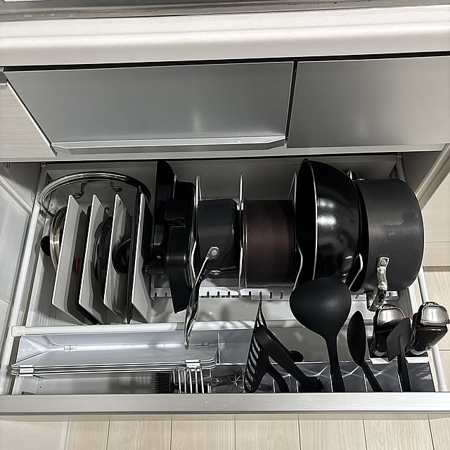 Kitchen,引き出し収納,フライパン収納,コンロ下収納,IH下収納,鍋収納,フライパンスタンド,オフェリア,タカラスタンダード キッチン,タカラスタンダード オフェリア,キッチンツール収納 k0uの部屋