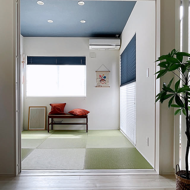 On Walls,アクセントクロス,ニトリ,フェイクグリーン　パキラ,プリーツスクリーン もなみ,和室,天井,シンプルインテリア,ニチベイ,コメントお気遣いなく♡ Miiの部屋