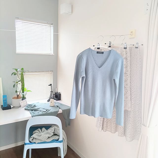 On Walls,わが家の室内干し,家事を楽しく♪,家事の効率化,グッドデザイン賞,室内物干しワイヤー,インテリアにも馴染む,カーテン .Haの部屋