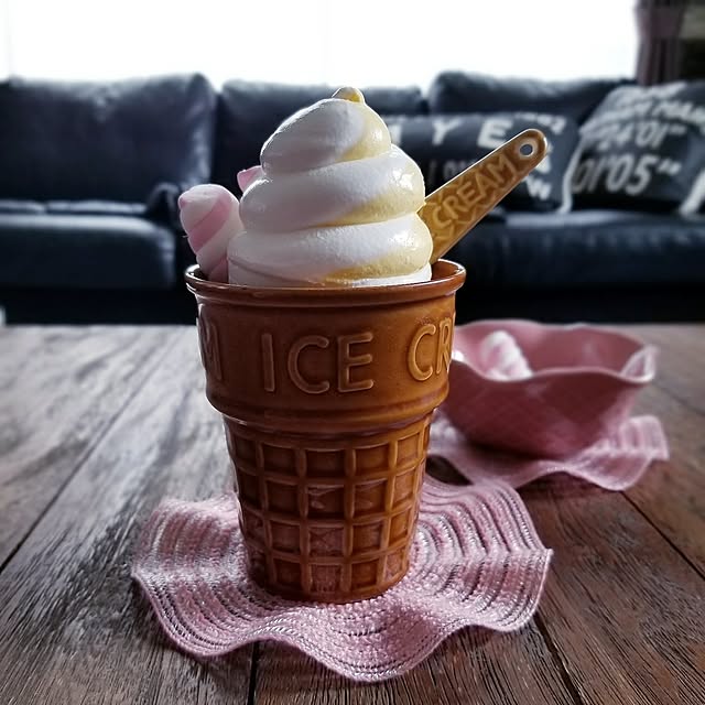 Kitchen,3時のおやつ♡,THREEPPY,可愛い食器,発見ーーーーー♡♡,アイスクリーム,マシュマロ,プチプラ雑貨,夏を感じる♡,いいね！ありがとうございます♪,いつも見てくれてありがとうございます♡,ワッフルコーン,実は…,アイスは本物,コップの中はフレークでかさまし,スプーンもアイスクリーム型の陶器 momozouの部屋