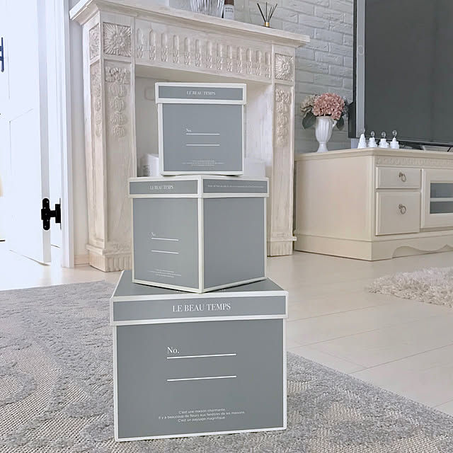 Entrance,2019.2.9,ホワイトインテリア,フレンチシック,シャビーシックに憧れて,シャビーシック,マントルピース,TVボード,ラグ,箱,ダイソー,新商品買ったよ！ yuuの部屋